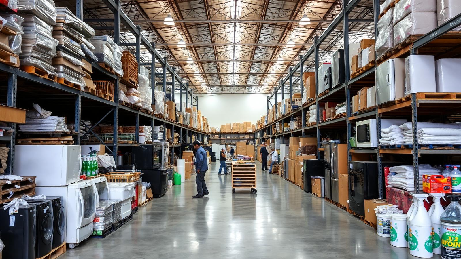 Supply warehouse floor stacked with goods in Rawalpindi
