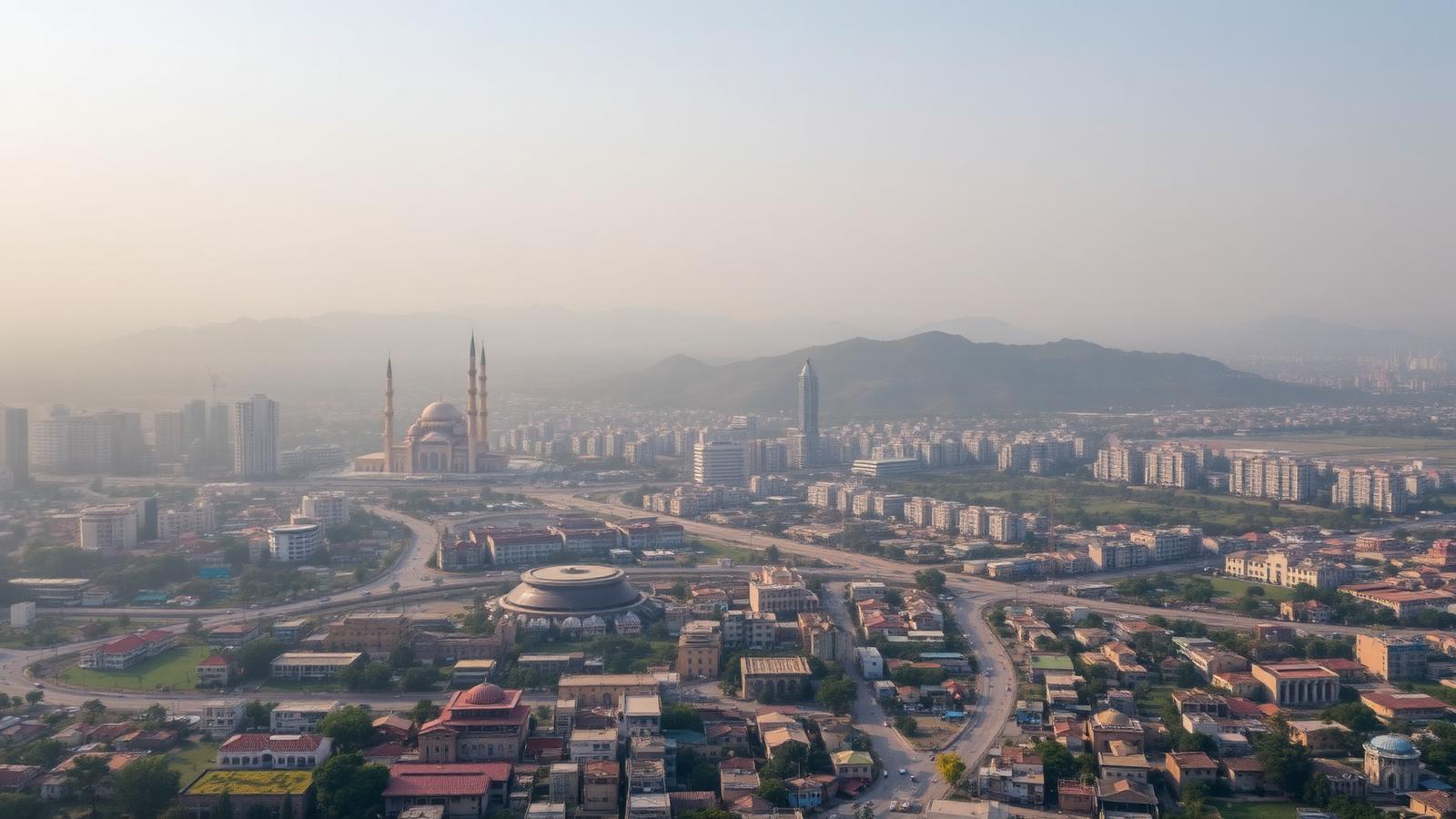Aerial view of Islamabad and Rawalpindi